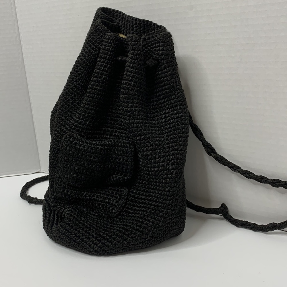 Chateau | Vintage Black Crochet 70’s Mini Backpack | Satchel | Unisex - Picture 3 of 12